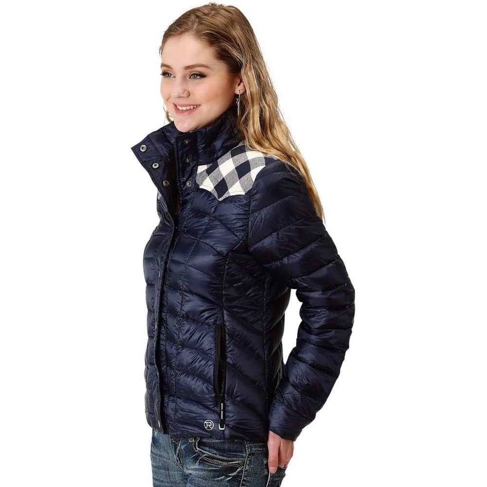 Roper Down Jacket Womens M Quilted Puffer Range Gear Full Zip Western Cowgirl